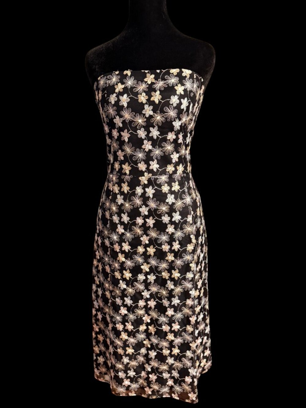 Helen Wang New York Strapless Embroidered Cocktail Dress